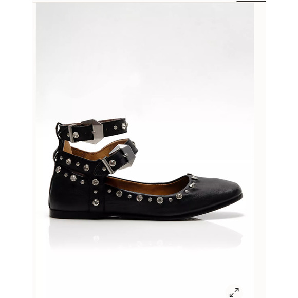 Free People Mystic Diamante Flats 9 Black NEW - Picture 2 of 7